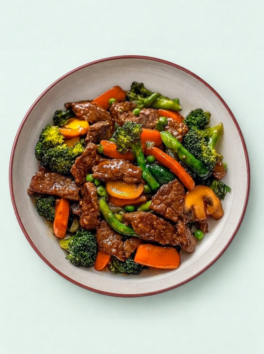 Temporary photo for Basil Beef with Stir-Fried Vegetables